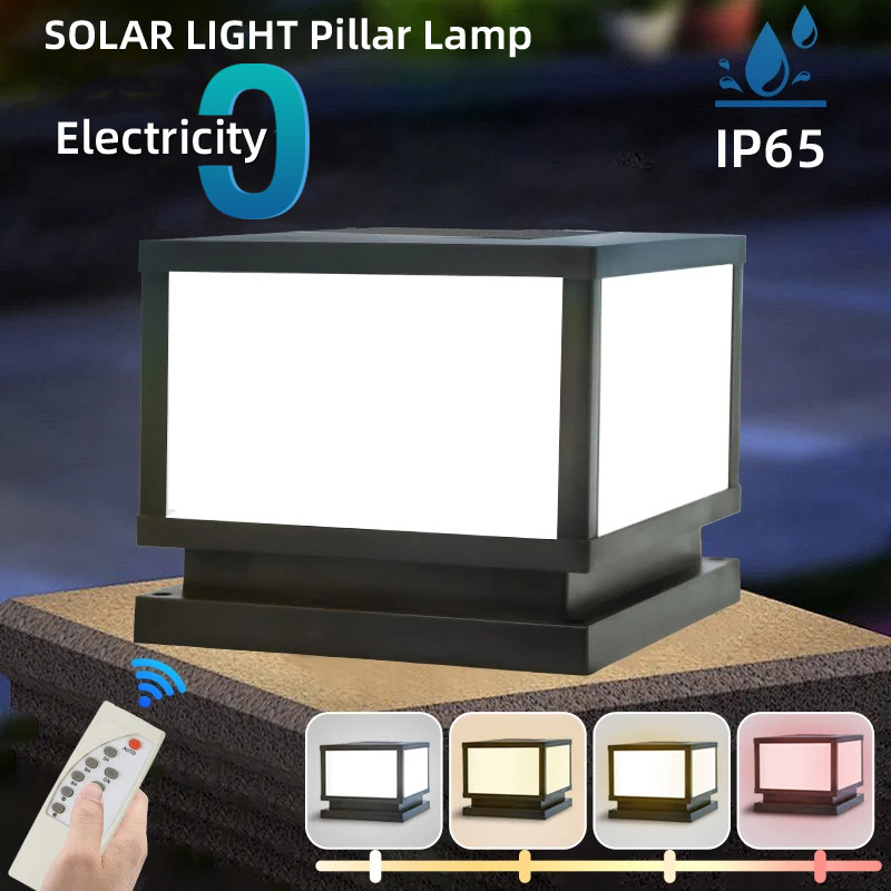 Outdoor Power Post - ไฟ LED พลังงานแสงอาทิตย์กลางแจ้ง ไฟเสาพลังงานแสงอาทิตย์กันน้ำ สไตล์คลาสสิก ตั้งเวลาได้
