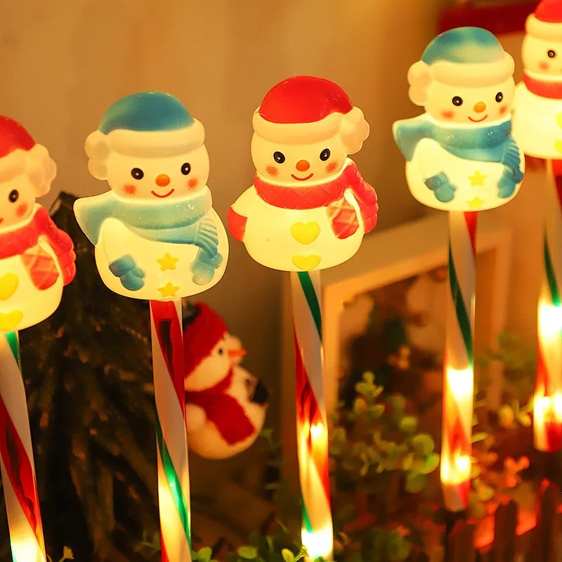Outdoor Power For Xmas Lights - โคมไฟ LED พลังงานแสงอาทิตย์สำหรับใช้งานกลางแจ้ง รูปทรงซานต้าและสโนว์แมน ไฟสนามหญ้า ไฟตกแต่งสวน