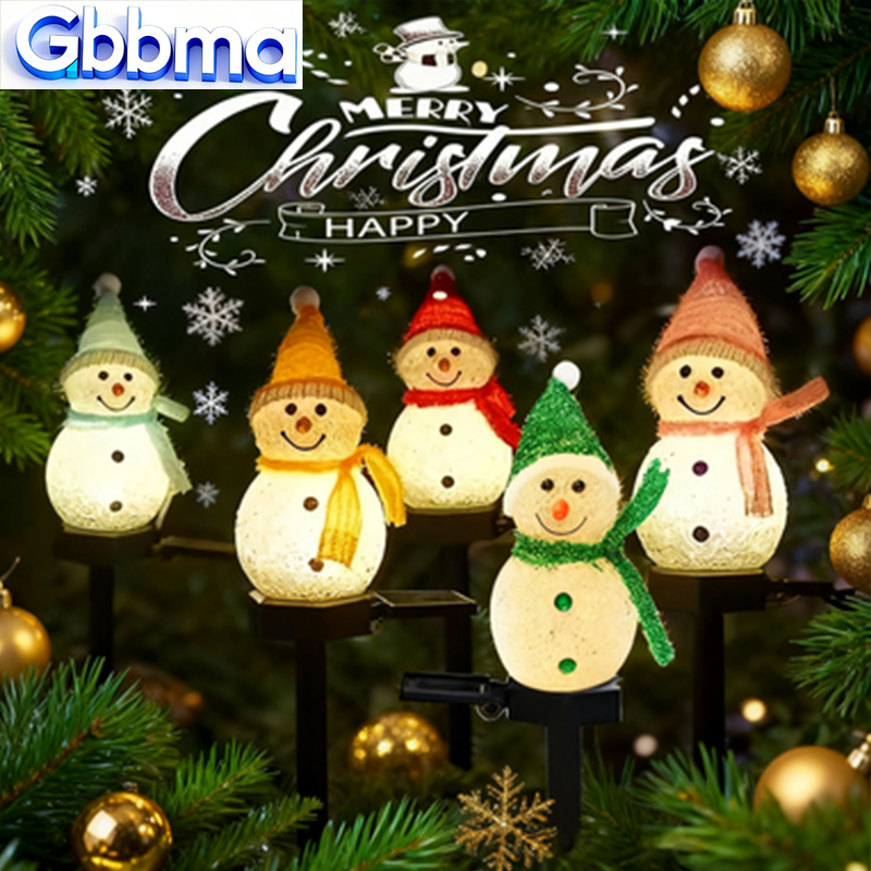 Outdoor Power For Xmas Lights - ไฟสวนพลังงานแสงอาทิตย์รูปตุ๊กตาหิมะ 2 ดวง ไฟปักดินกลางแจ้ง ไฟทางเดินพลังงานแสงอาทิตย์สำหรับตกแต่งสนามหญ้าในวันคริสต์มาส
