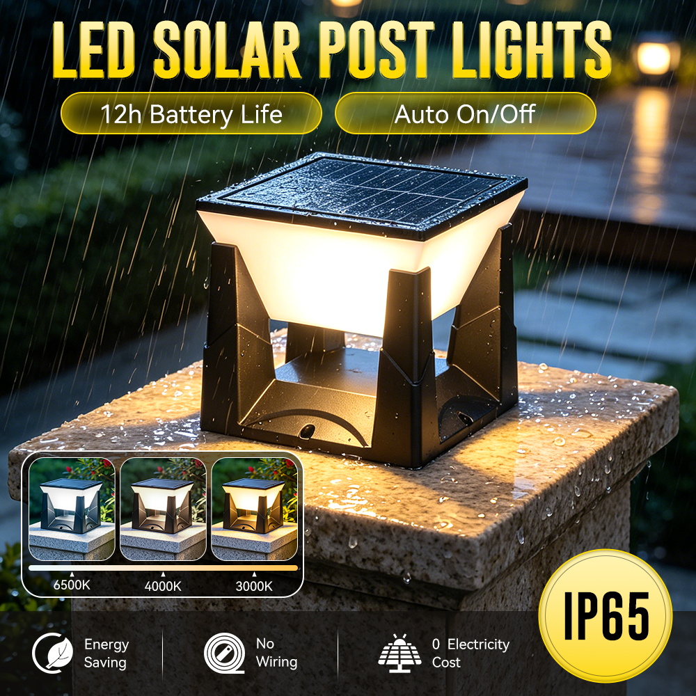 Outdoor Power Post - ไฟเสาโซลาร์ 3 สี IP65 กันน้ำ ไฟ