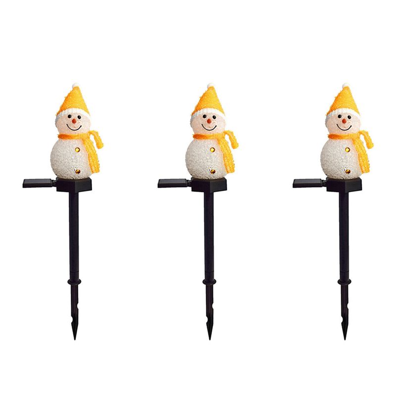 Outdoor Power For Xmas Lights - A01F-3X โคมไฟพลังงานแสงอาทิตย์รูปสโนว์แมน ไฟ LED ตกแต่งสวนกลางแจ้งสำหรับเทศกาลคริสต์มาส สีเหลือง