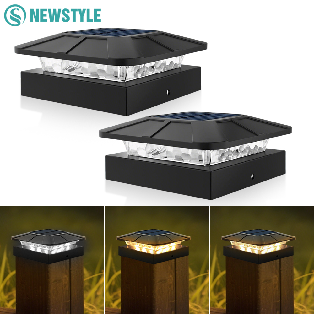 Outdoor Power Post - กลางแจ้งพลังงานแสงอาทิตย์โพสต์หมวกไฟ 3 โหมดรั้วพลังงานแสงอาทิตย์กันน้ําประตูสําหรับ 4 นิ้วไม้โพสต์ YARD