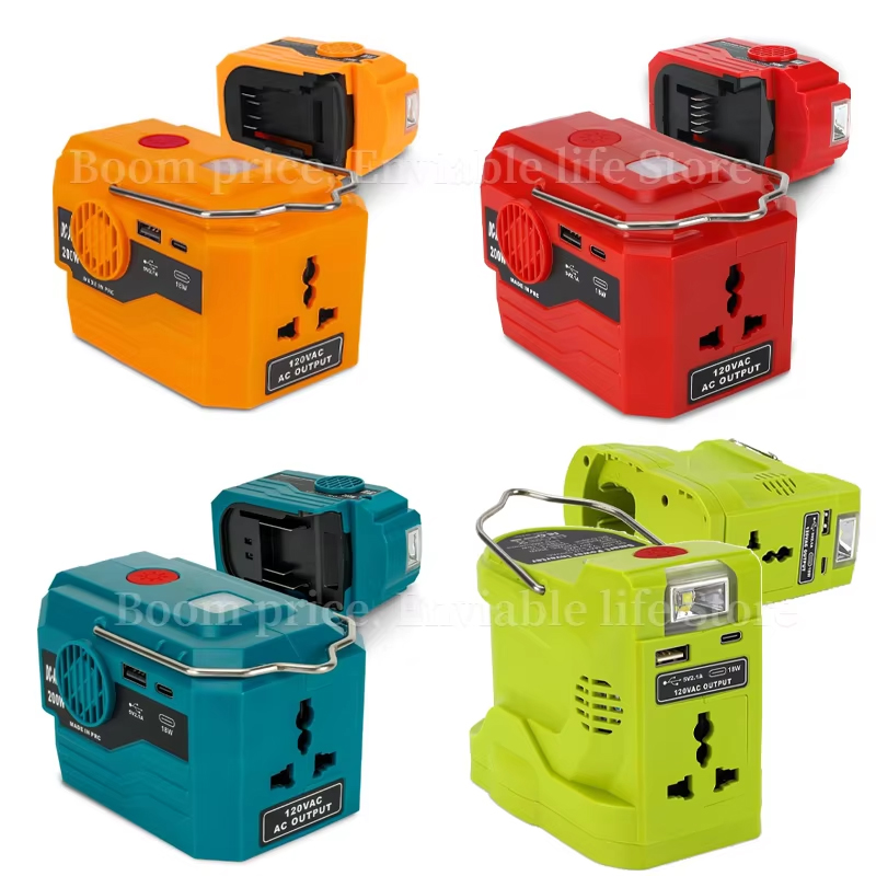 Outdoor Power Inverter - สำหรับ Makita/DeWal/Milwaukee/Bosch/Ryobi，18V 20V แบตเตอรี่อินเวอร์เตอร์พกพา 120-220V อินเวอร์เตอร์แบตเตอรี่ลิเธียมแบบพกพาสำหรับใช้งานกลางแจ้ง
