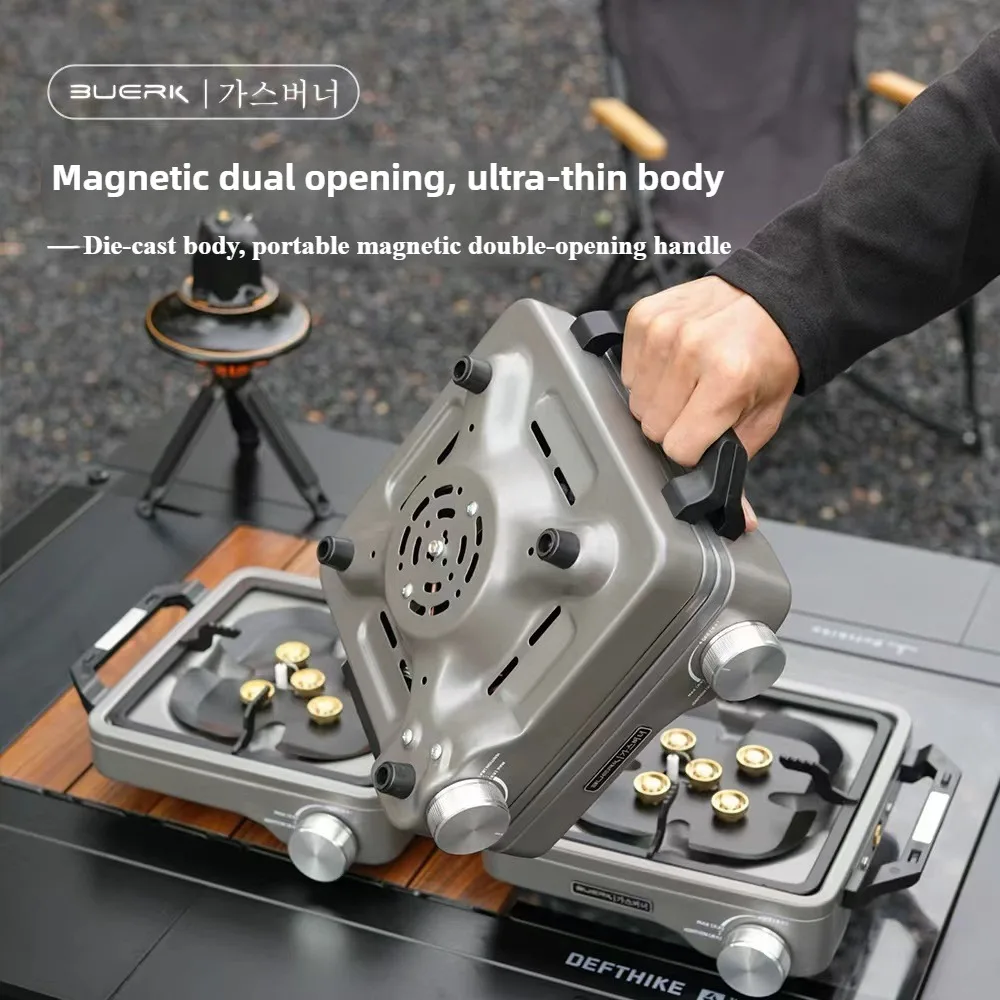 Outdoor Power Grill - เตาแก๊สปิกนิก BUERK - เตาย่างบาร์บีคิวพกพาแบบพับได้สำหรับกิจกรรมกลางแจ้ง - เตาแยกส่วนใช้แก๊สบิวเทน/โพรเพน