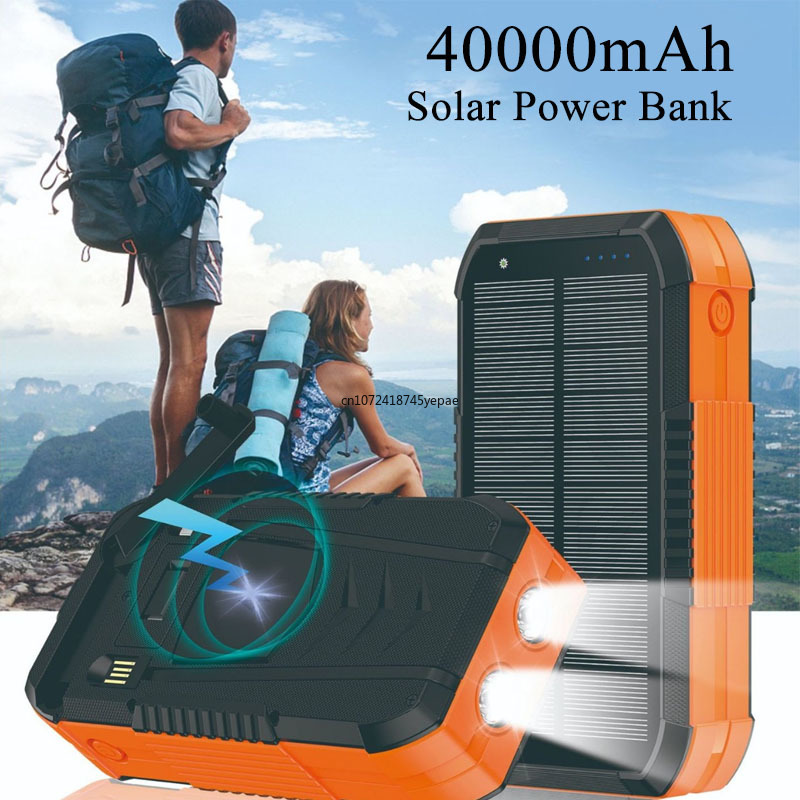 Xiaomi Outdoor Power Supply - แบตเตอรี่สำรองพลังงานแสงอาทิตย์แบบมือหมุน 40000mAh พร้อมสายชาร์จ รองรับการชาร์จเร็วแบบไร้สาย สำหรับ iPhone