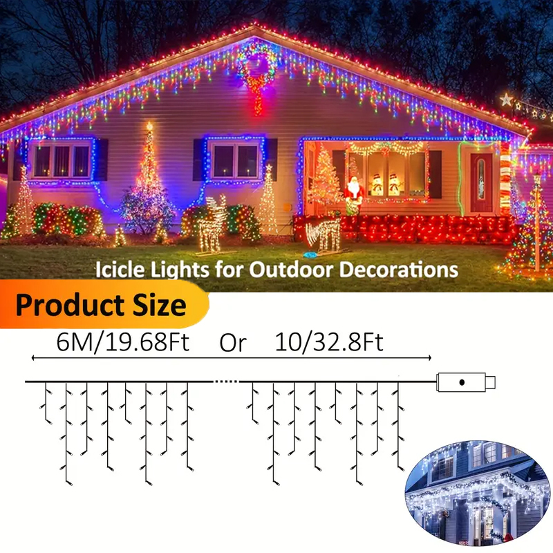 ไฟประดับรูปหยดน้ำแข็งพลังงานแส - Outdoor Power For Xmas Lights บทวิจารณ์และราคา