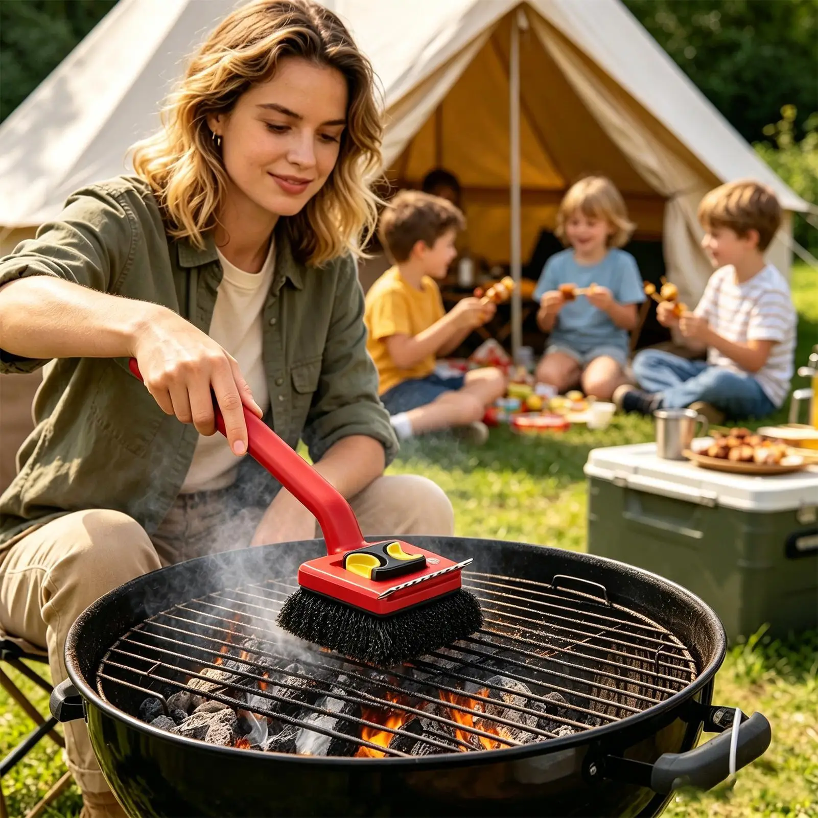 แปรงทำความสะอาดเตาย่างไฟฟ้าด้า - Outdoor Power Grill บทวิจารณ์และราคา