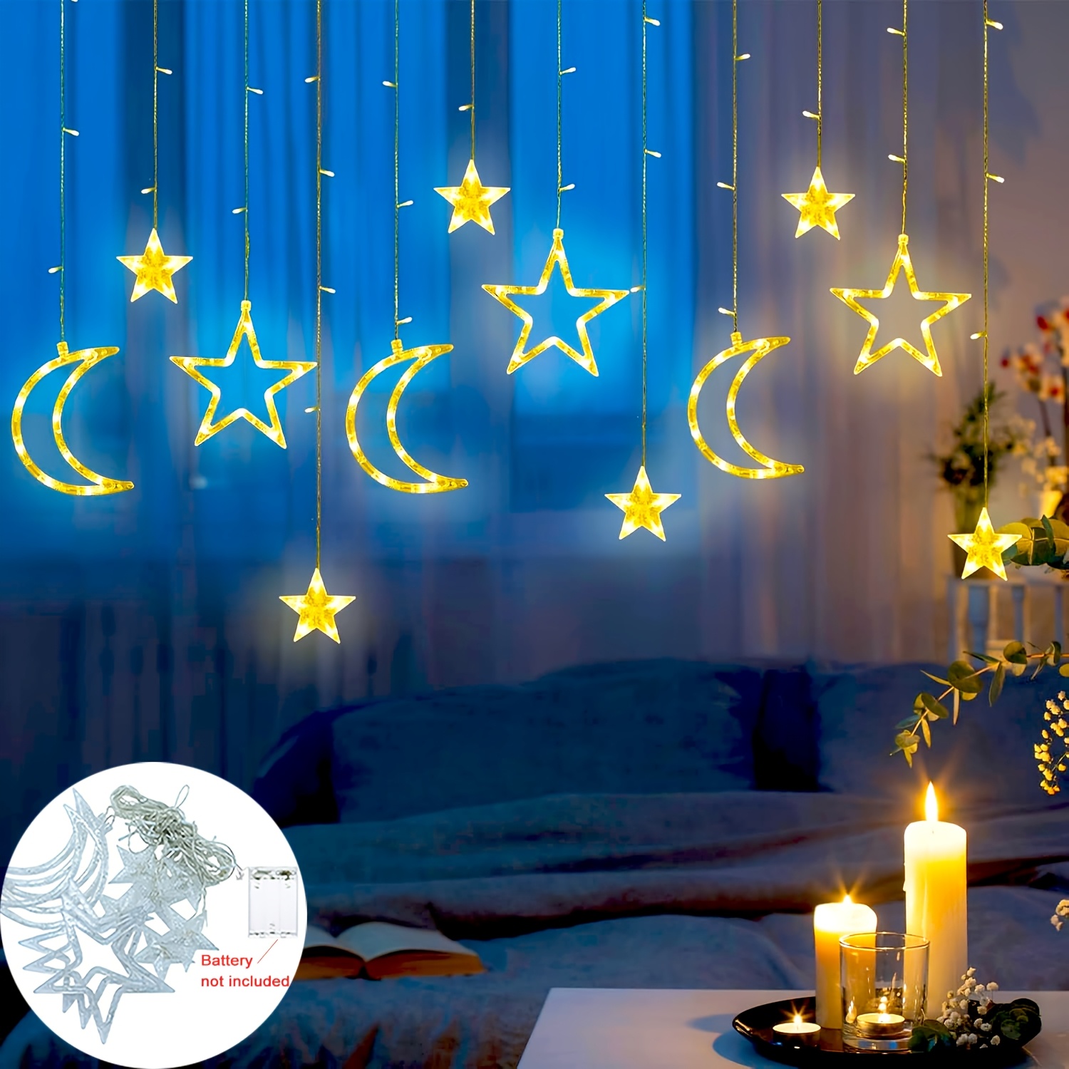 3.5m Star Moon LED Curtain Str - Outdoor Power For Xmas Lights บทวิจารณ์และราคา