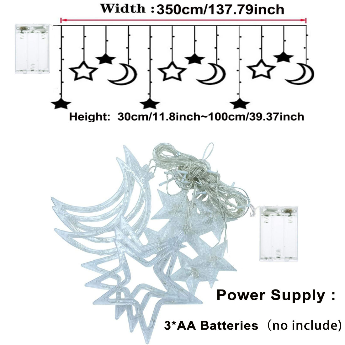 3.5m Star Moon LED Curtain Str - Outdoor Power For Xmas Lights บทวิจารณ์และราคา