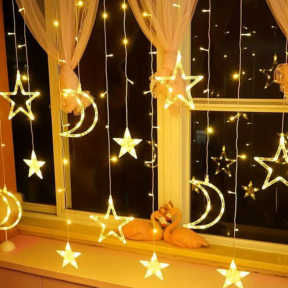 3.5m Star Moon LED Curtain Str - Outdoor Power For Xmas Lights บทวิจารณ์และราคา