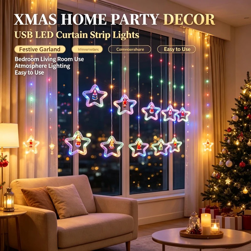 ไฟประดับม่านรูปดาว LED ใช้พลัง - Outdoor Power For Xmas Lights บทวิจารณ์และราคา