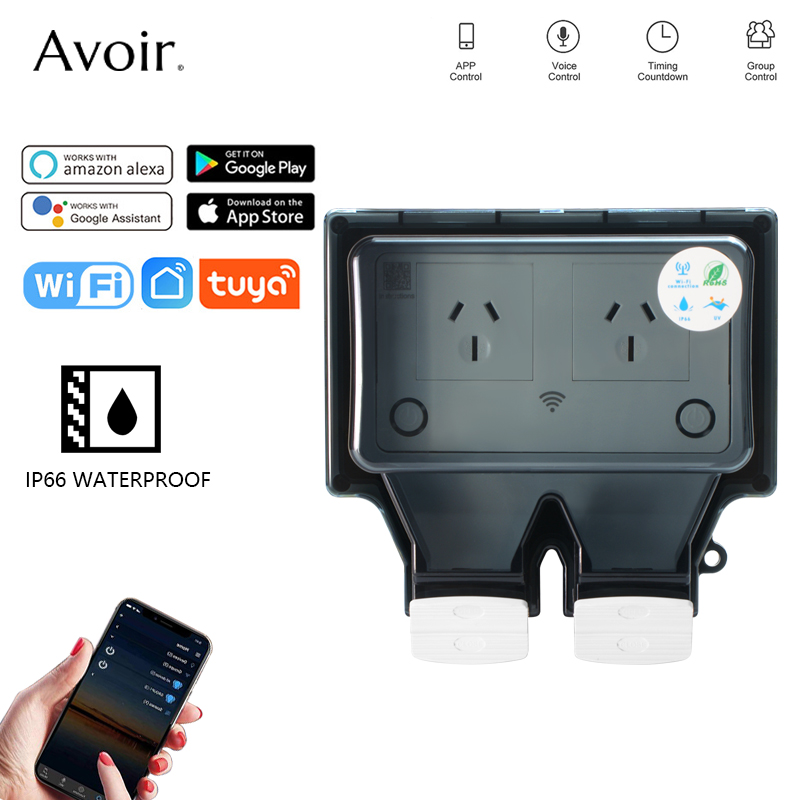 Avoir Tuya STOP kontak listrik - Outdoor Power Outlet With Remote Control บทวิจารณ์และราคา